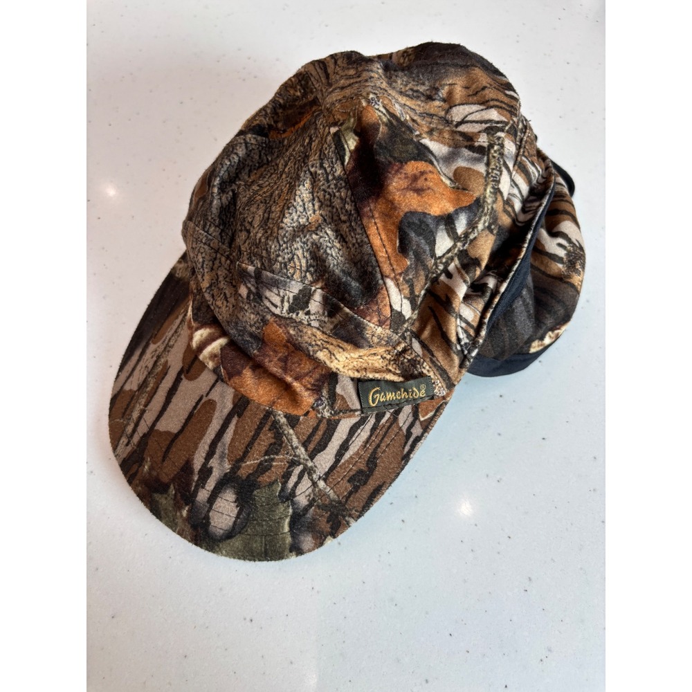 Gamehide Mens Camo Hunting Hat Insulated Fleece Lined Ear Flaps XL CW6 Real Tree